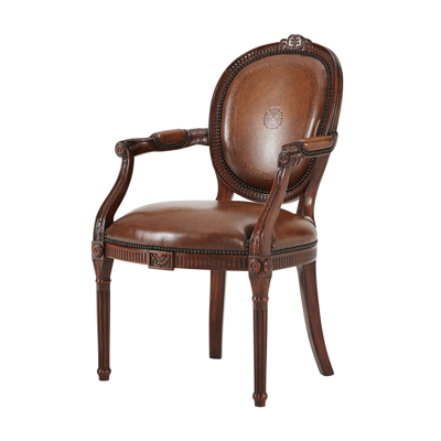 Hand Carved Neo-Classical Open Armchair After Adam